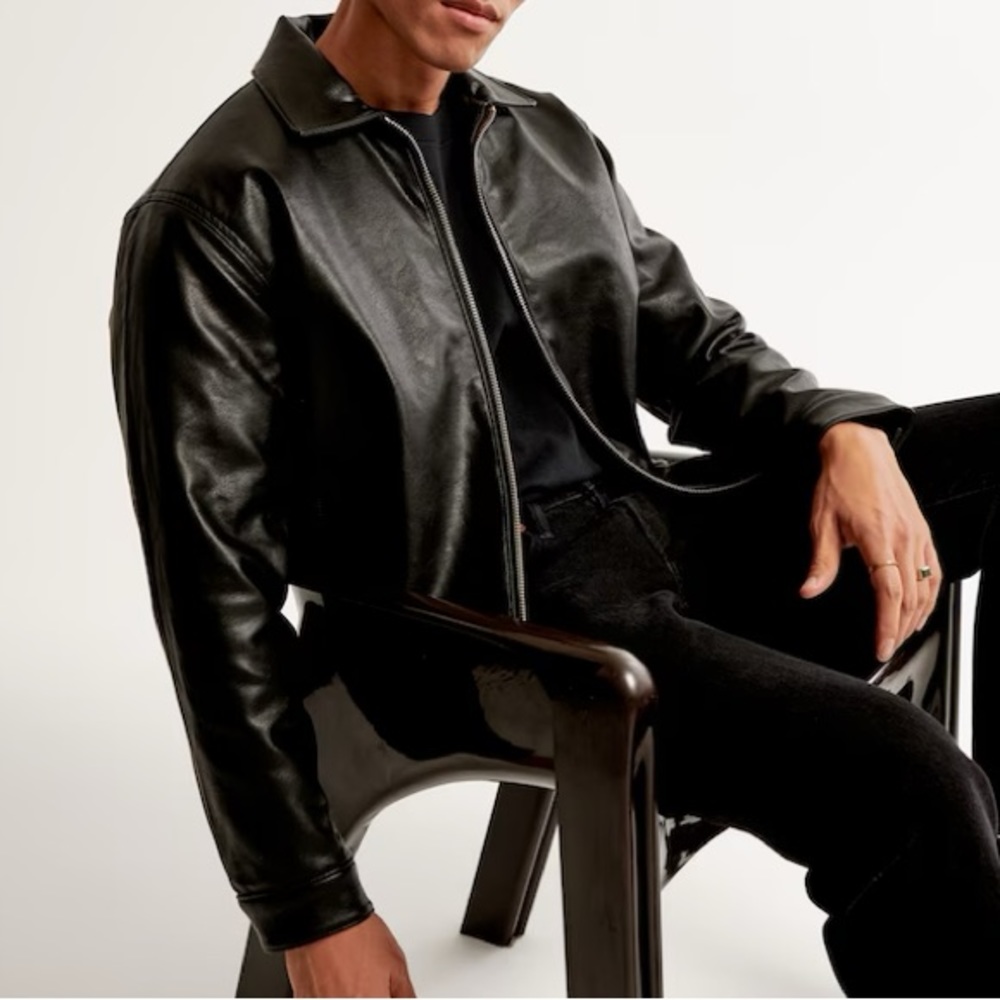 Vegan Leather Zip Trucker Jacket, Abercrombie